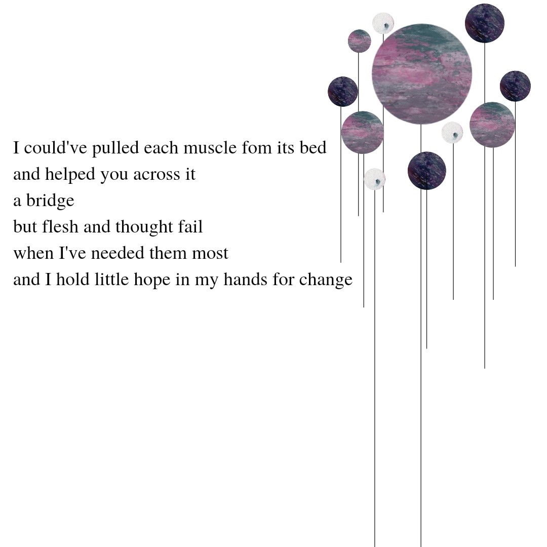 Illustration of purple planets next to poem: 