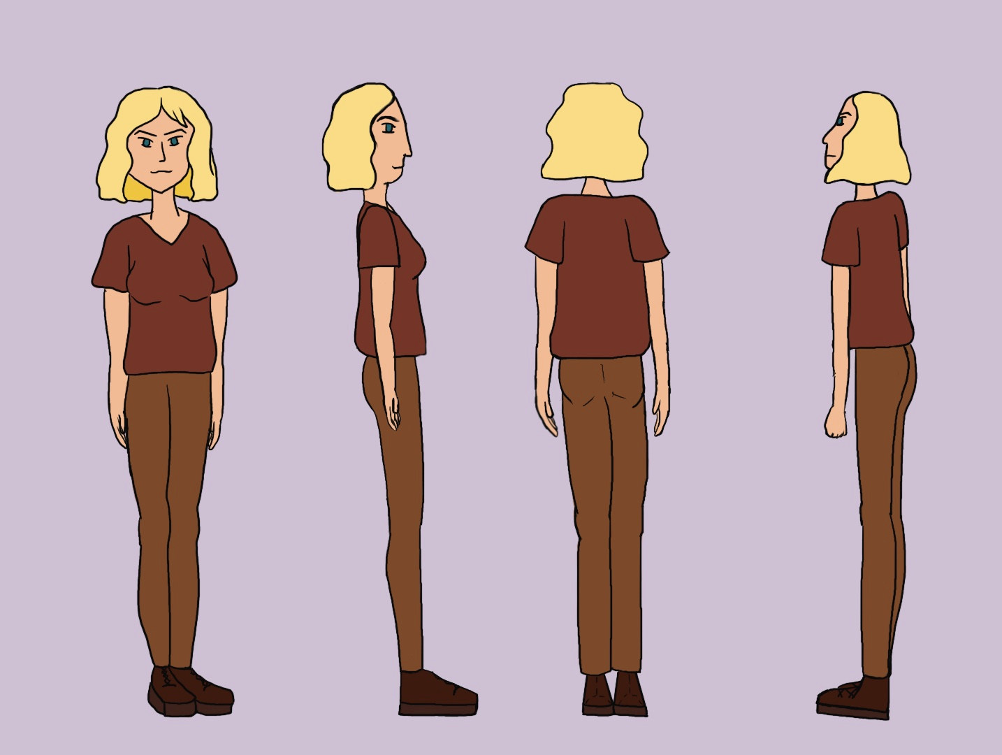 Illustration of woman seen from four different angles