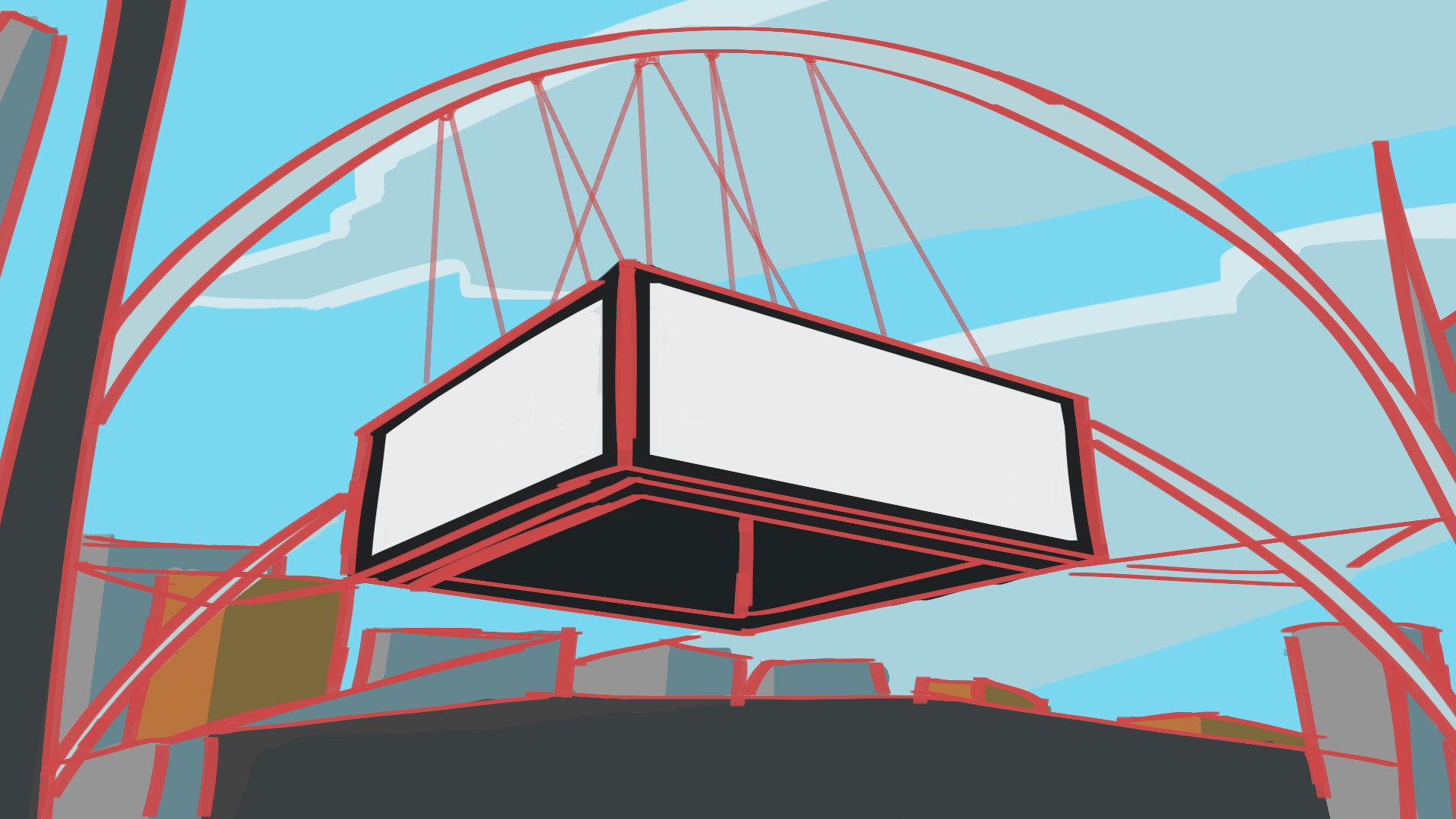 Illustration of blank video billboard over building