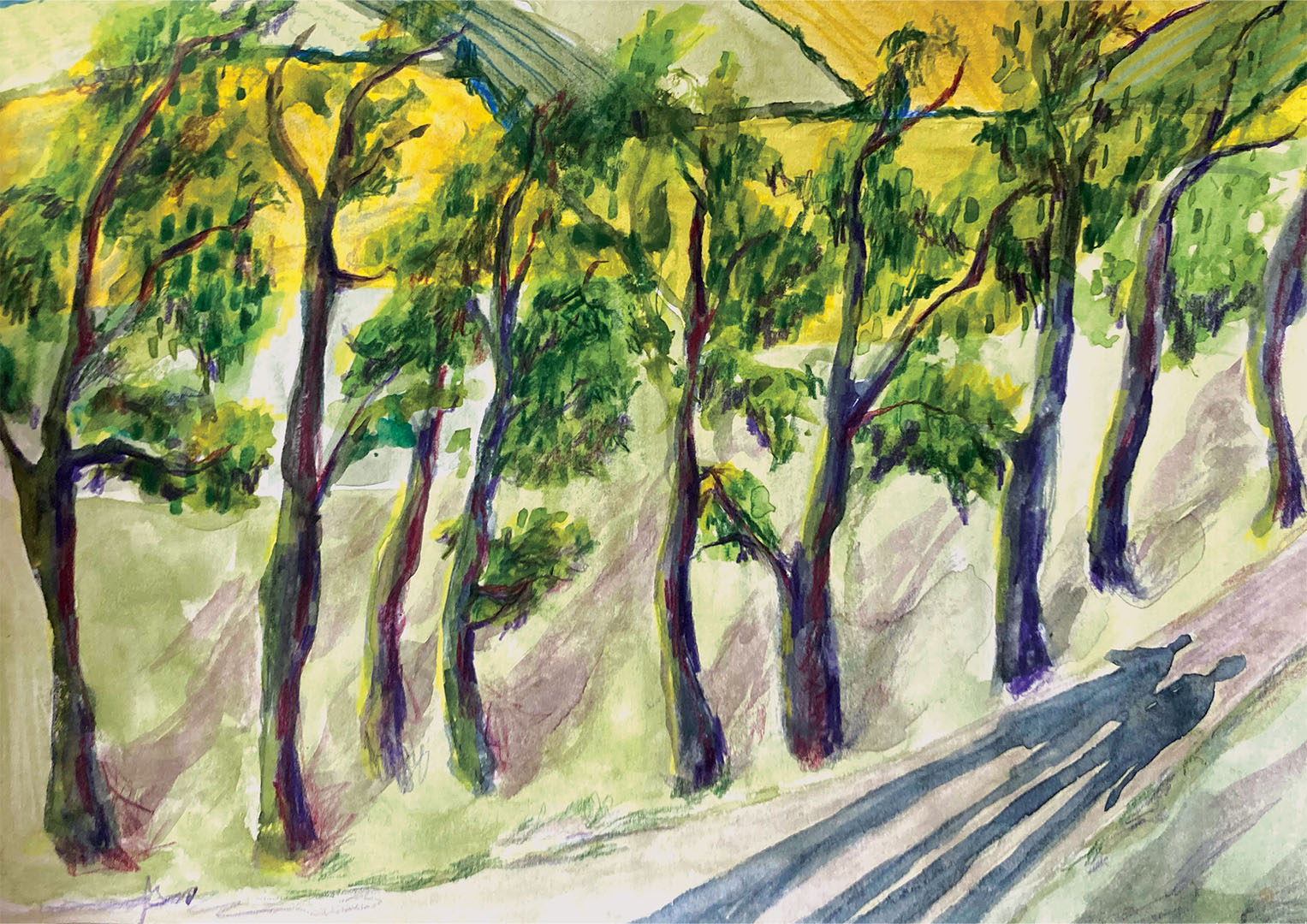 Illustration of row of trees