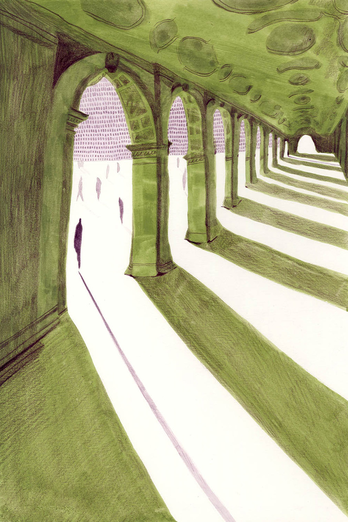 Illustration of arched corridor in amphitheatre