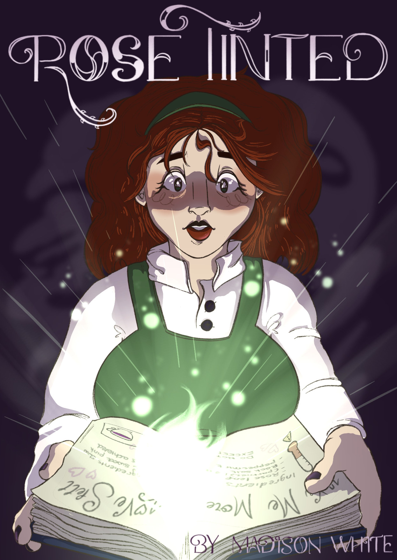 Illustration of woman opening glowing book