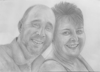 Illustration of man and woman's faces