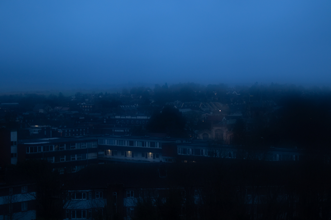 Photo of Hitchin skyline on foggy morning