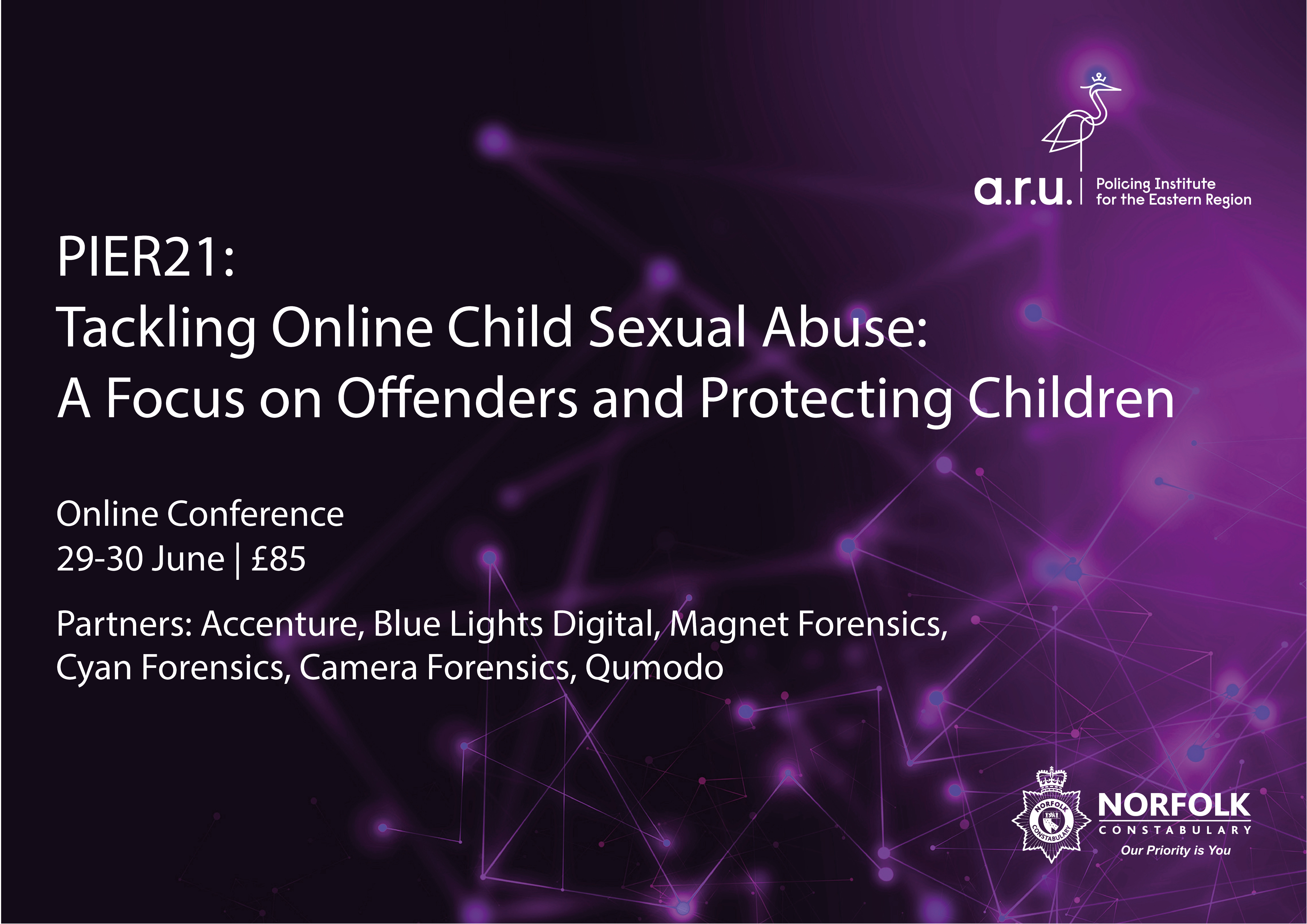 PIER21: Tackling Online Child Sexual Abuse: A focus on offenders and protecting children event poster.