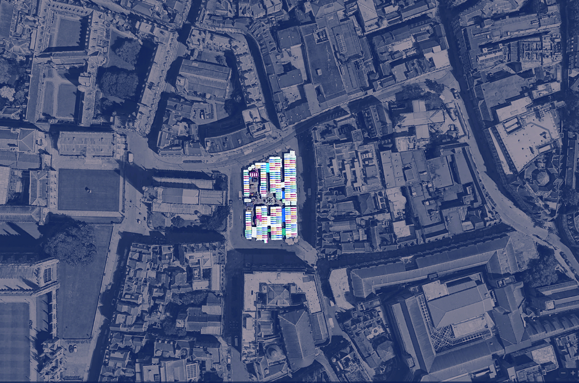 Aerial view of Market Square, Cambridge