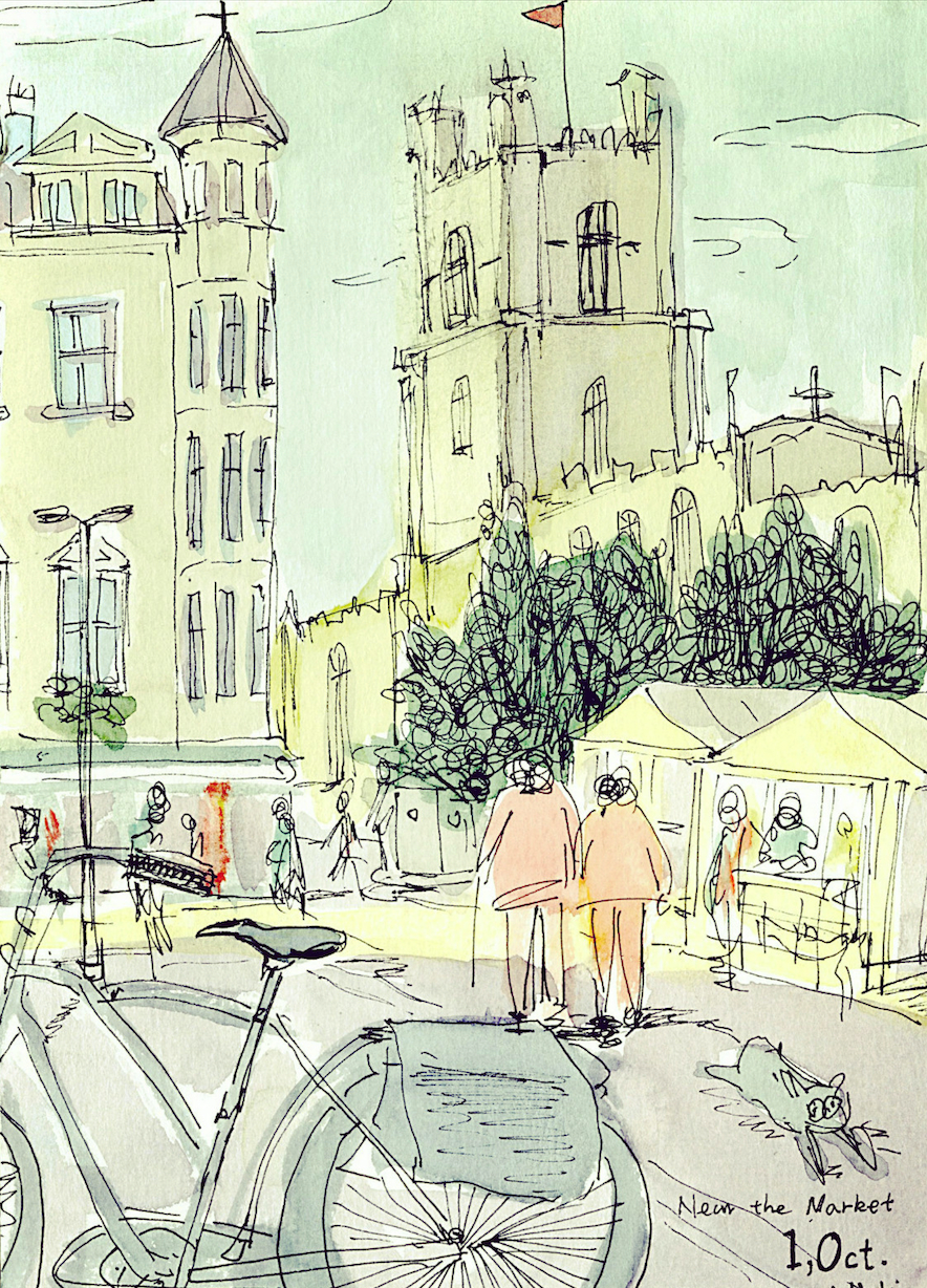 Illustration of Cambridge market square