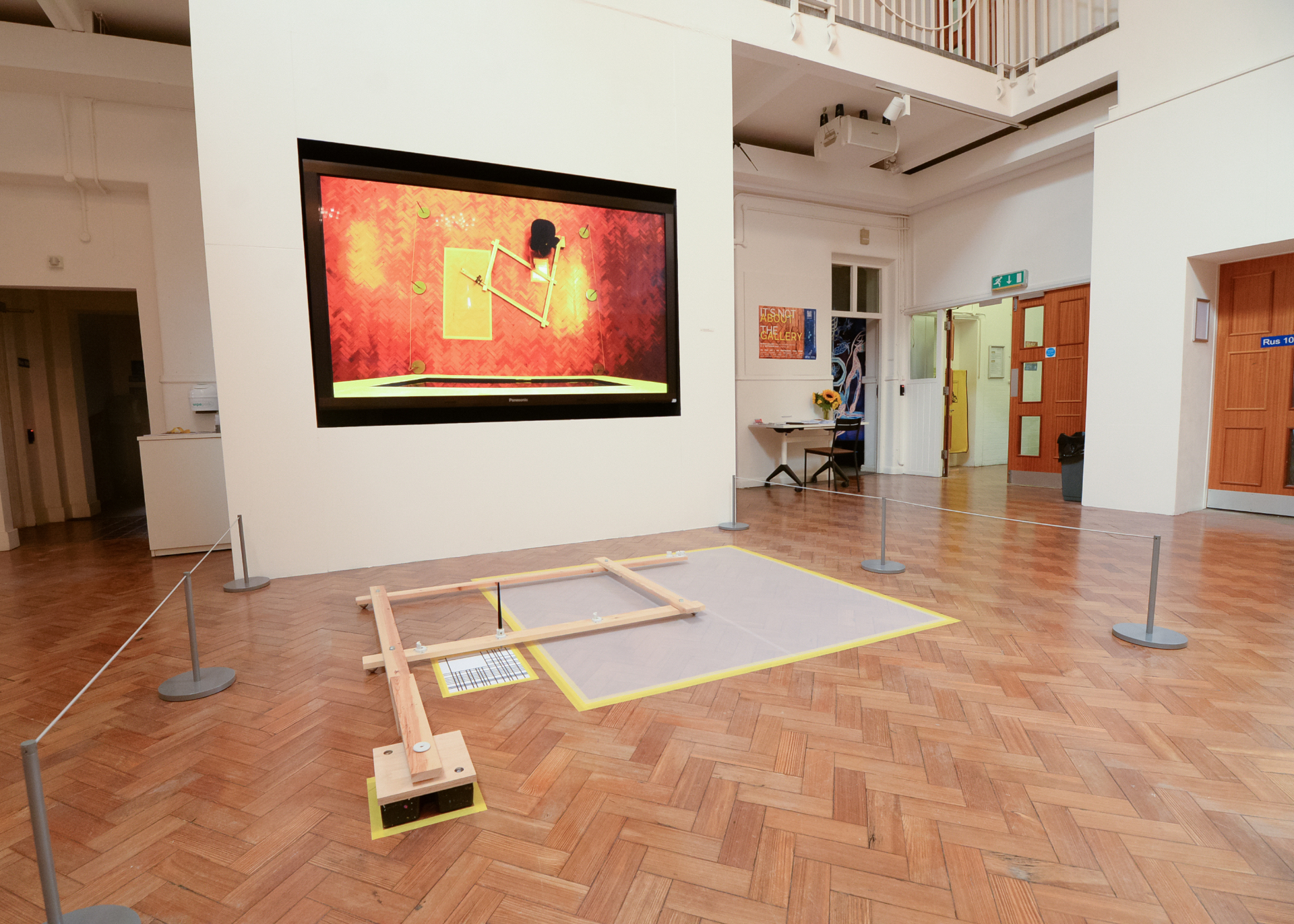 Pantograph on gallery floor, and displayed on video screen