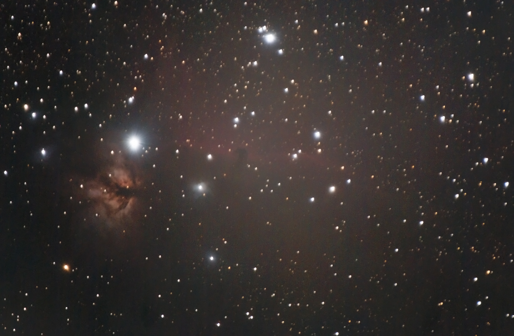 Photo of the Flame and Horsehead Nebulae