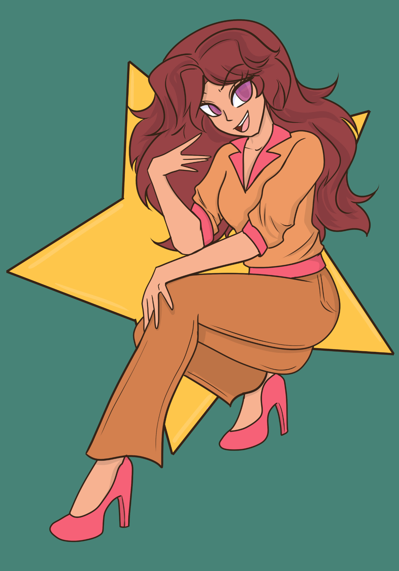 Illustration of woman with yellow star in background