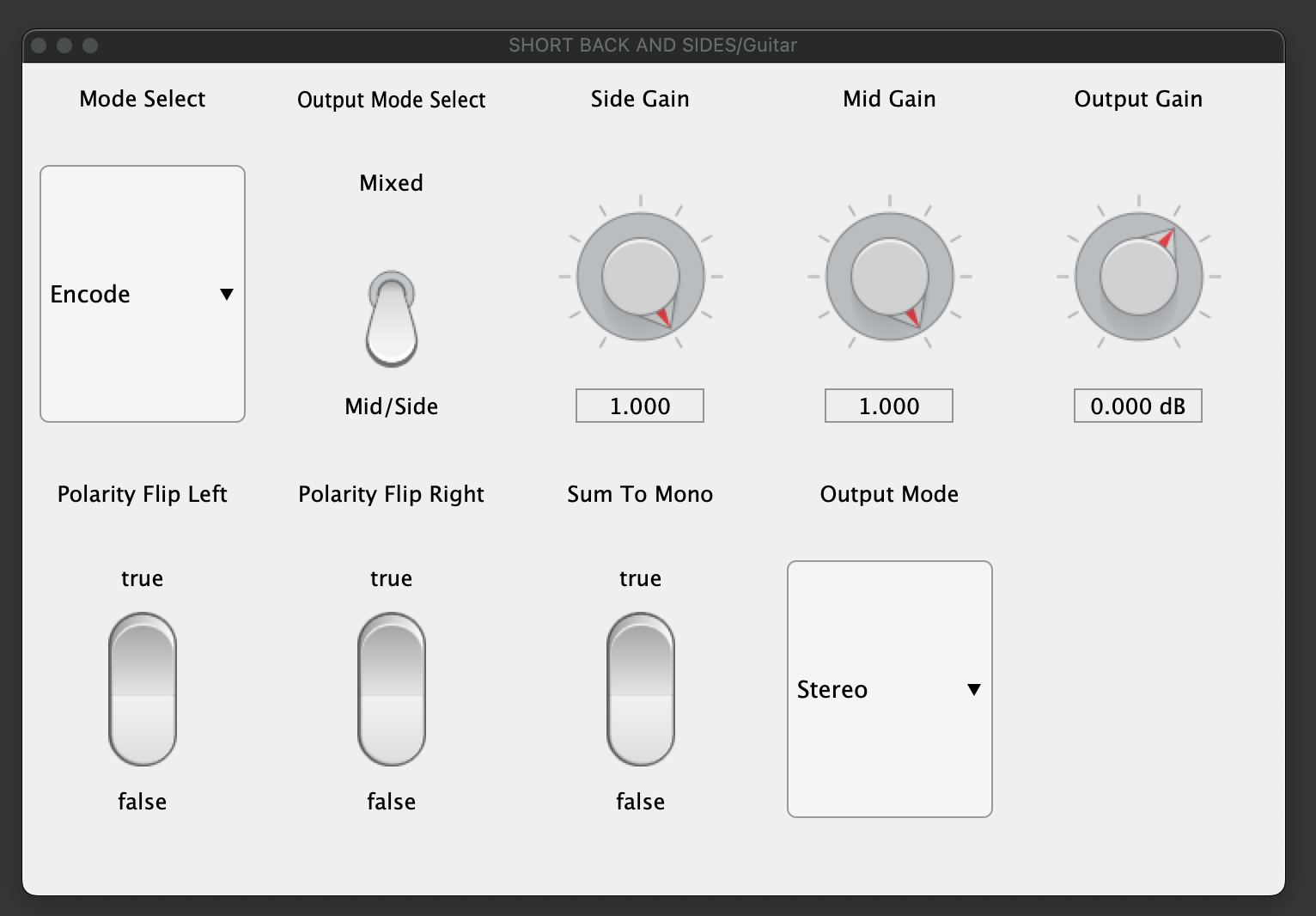 Audio panel showing settings for shortback effect
