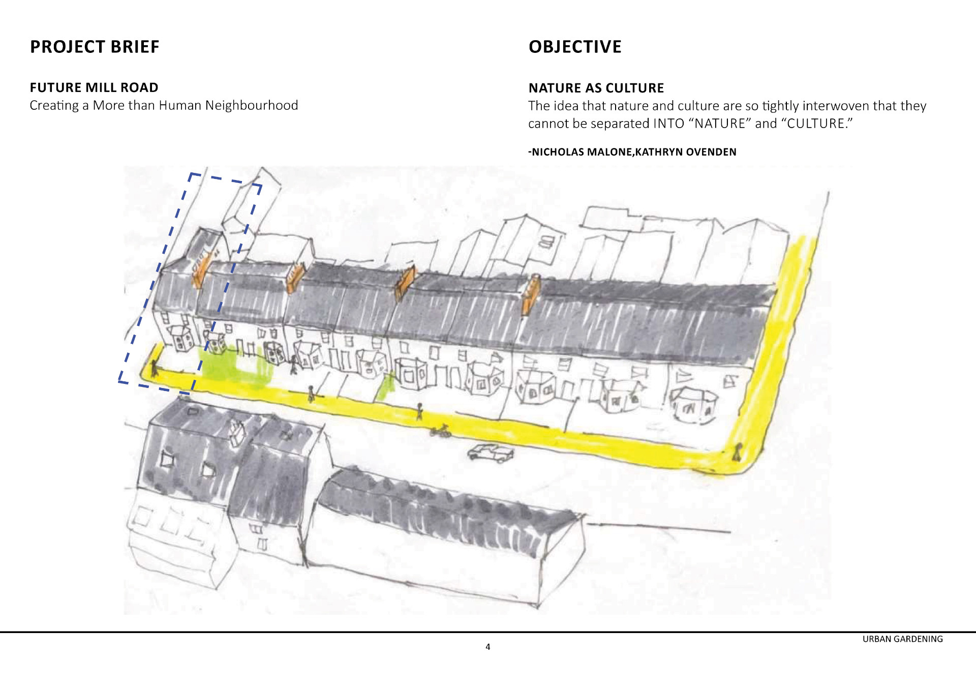 Plan view illustration of Mill Road with project brief and objective