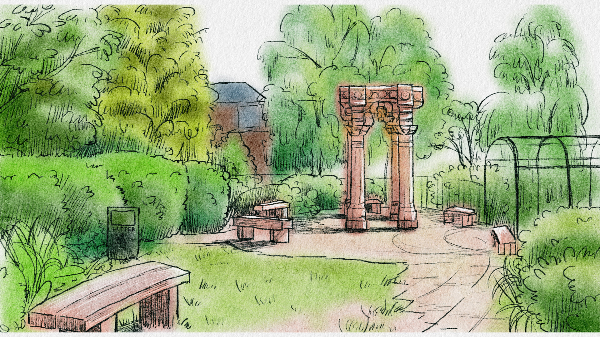 Sketch of Ditchburn Place garden