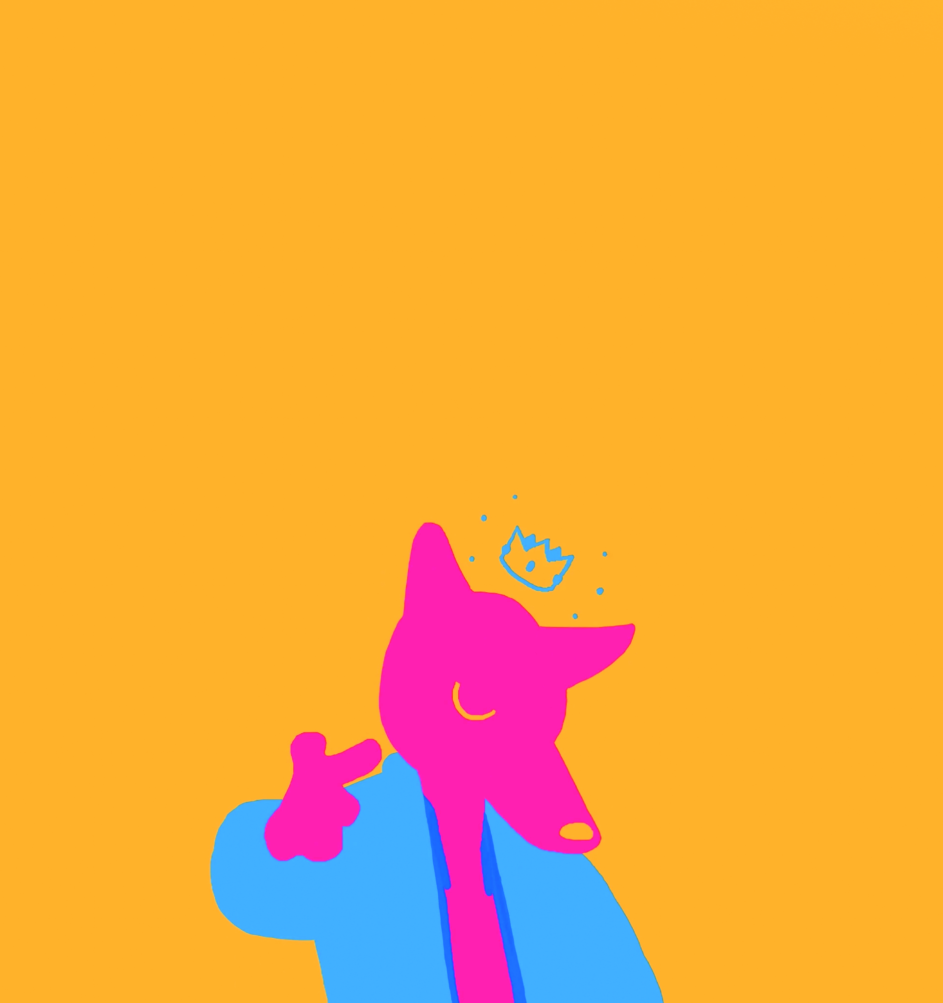 Illustration of pink fox wearing crown