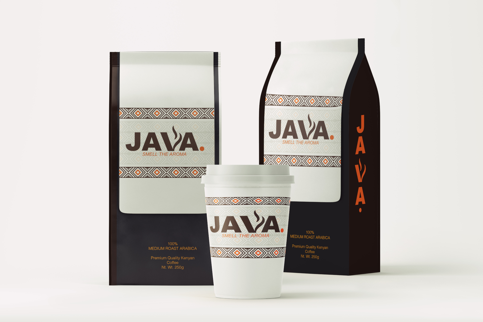 Designs for coffee brand bags and cup