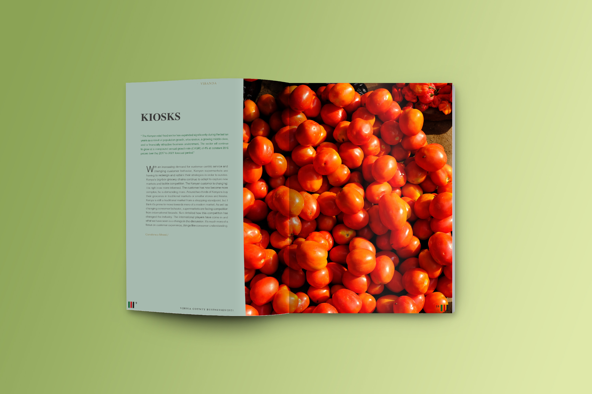 Cihiga journal page spread for 'Groceries' with photo of tomatoes