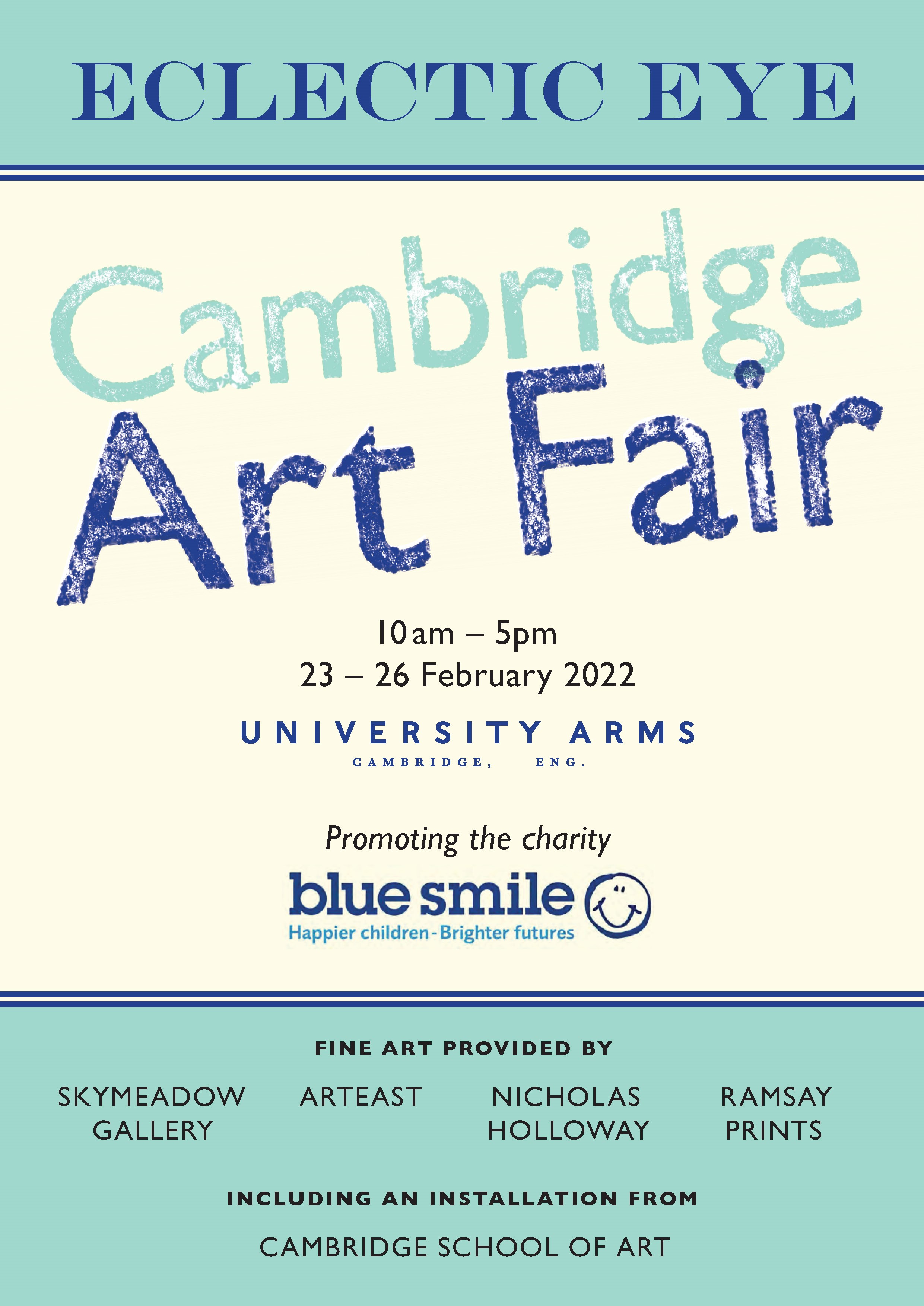 Student Pop-up Exhibition at the University Arms Hotel in Partnership with Cambridge Art Fair poster.