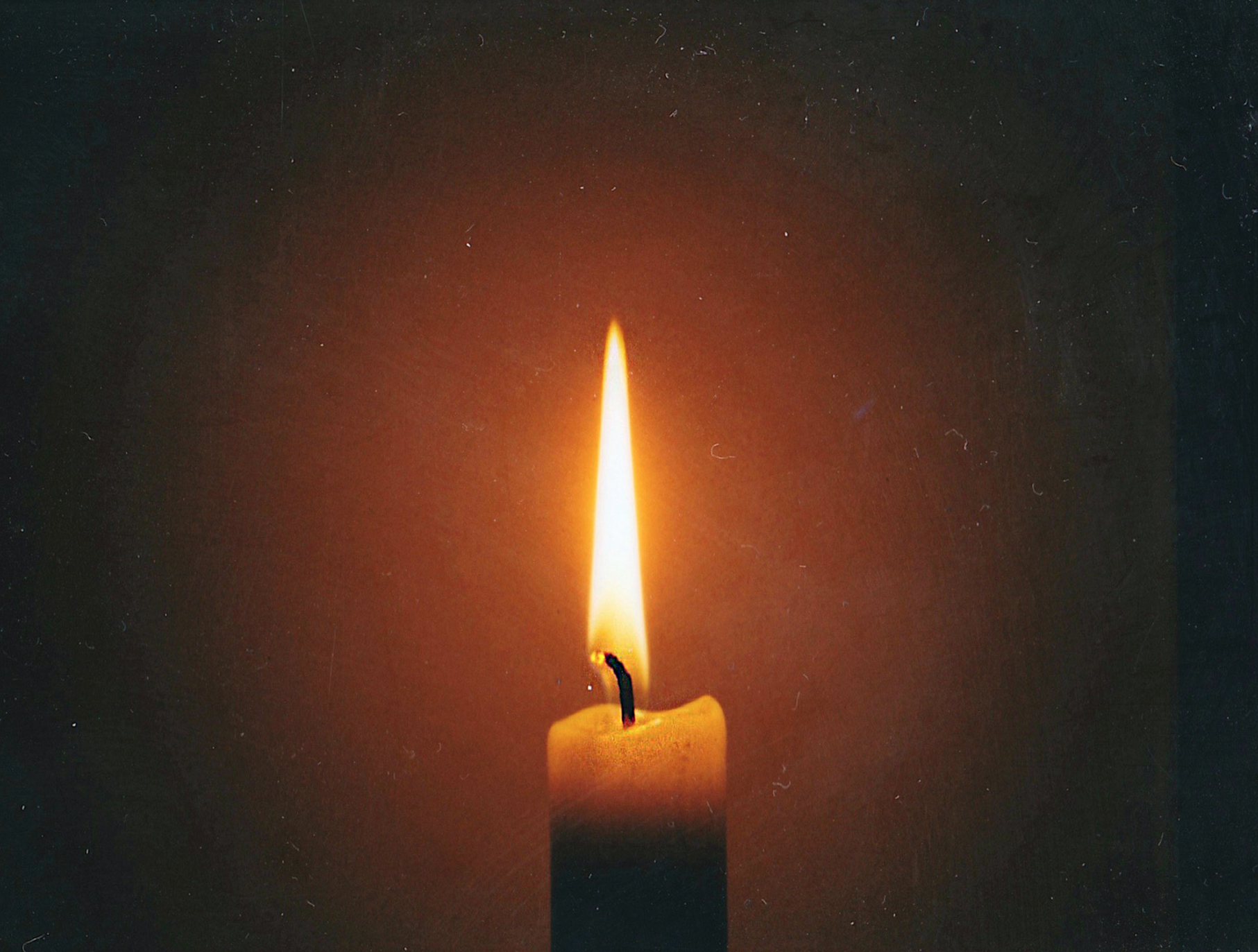 A lit candle.