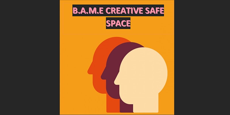 Illustrated image of heads with text B.A.M.E Creative Space