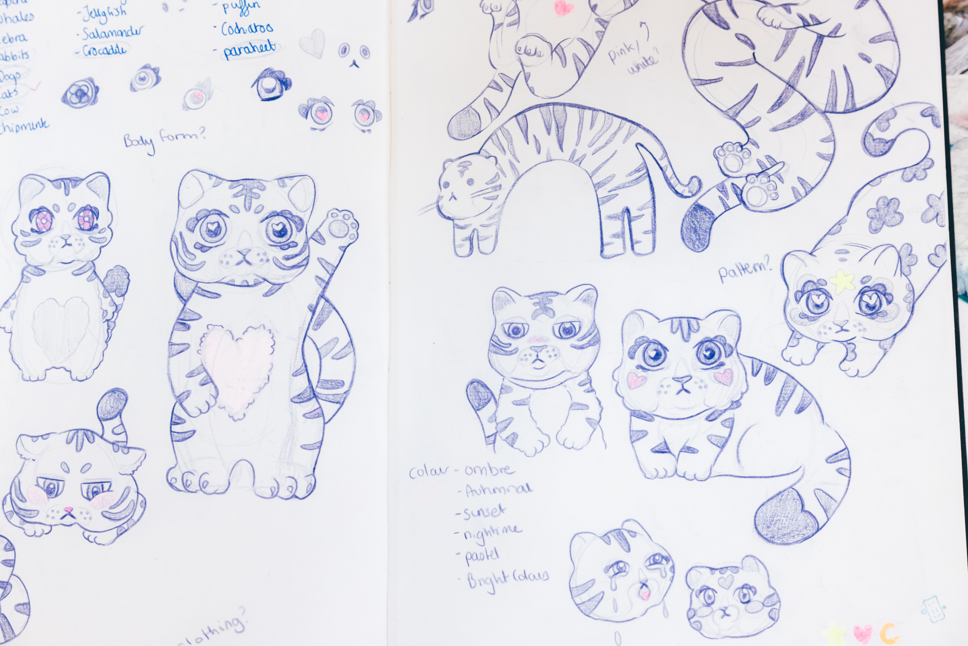 Sketches of cartoon cats